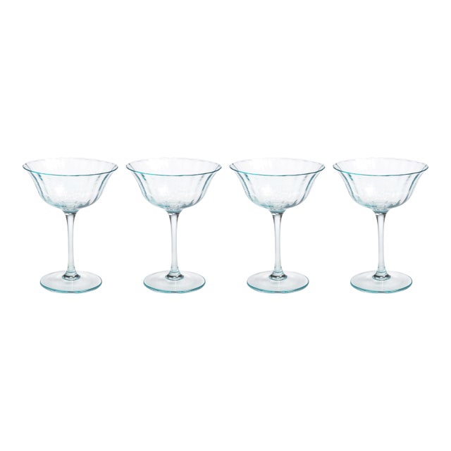 Apéritif 4-Piece Set Summer Cocktail Coupe Glasses, Sapphire For Sale
