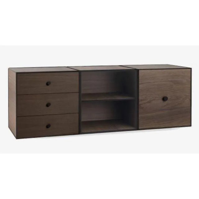 49 Smoked oak frame box trio by Lassen Dimensions: D 147 x W 42 x H 49 cm Materials: finér, melamin, melamine, metal,...