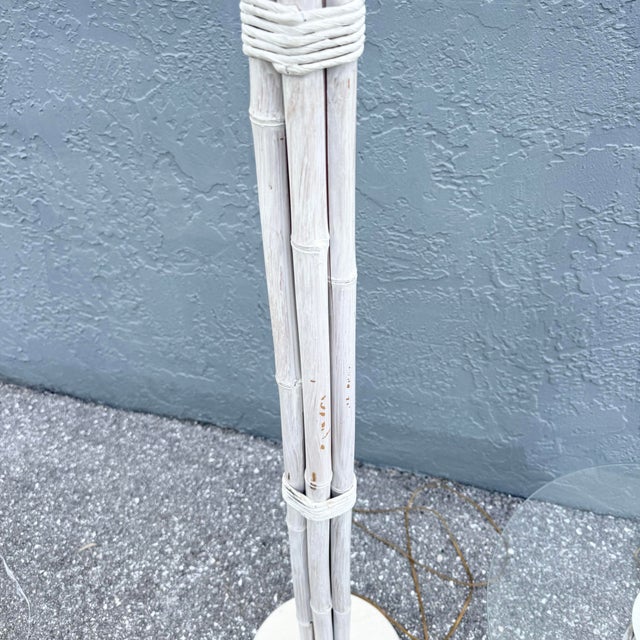 White Mid 20th Century Boho Chic Coastal Bamboo Table and Floor Lamps - Set of 2 For Sale - Image 8 of 8