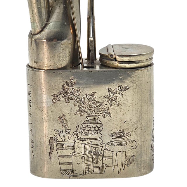 Antique Chinese Wenfang Scholar Desk Paktong Water Dropper Utensil Set 15" For Sale - Image 11 of 18