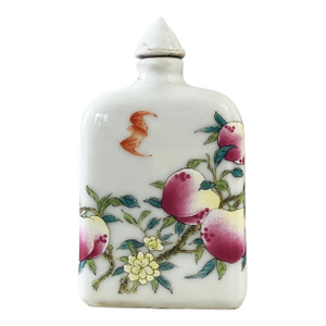 VTG Chinoiserie Famille Rose Porcelain Snuff Bottle 3.5" H