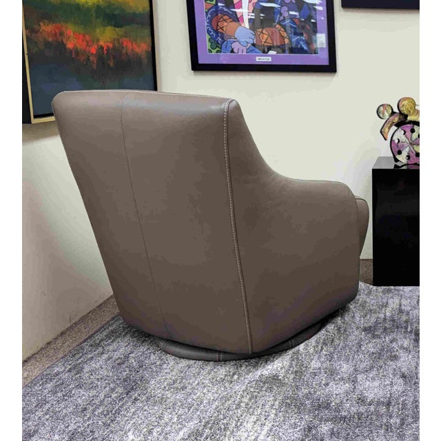 W. Schillig Leather Nikki Swivel Lounge Chair For Sale - Image 9 of 12