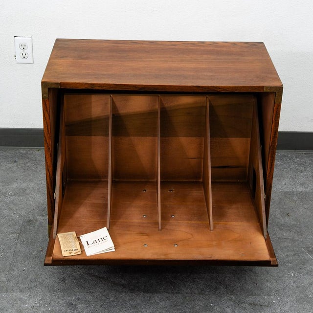 1960s Mid Century Modern Storage Chest Record Lp Storage Cabinet Table Lane Vinyl MCM For Sale - Image 5 of 11