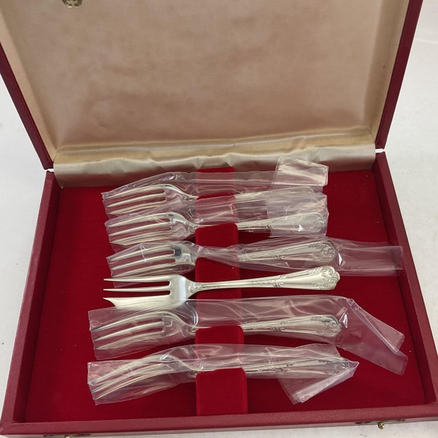 1980s Silver Plated Pastry Forks , La Regence - Set of 6 For Sale - Image 14 of 14