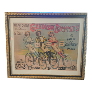 Vintage Gendron Bicycles Print 25x18 G Avenue De La Grande-Armee Paris American Cycles, Matted and Framed