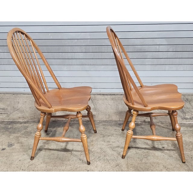 Set of 6 Mid 20th Century Sold Maple Bow Back Windsor Chairs For Sale - Image 10 of 12