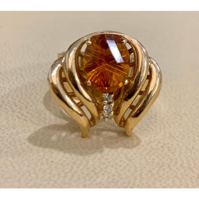 4 Carat Oval Citrine and Diamond Ring in 14 Karat Yellow Gold, Estate For Sale - Image 11 of 18
