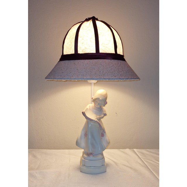 Vintage Italian Table Lamp Depicting a Reading Girl in Stonelite, 2000s For Sale - Image 13 of 13