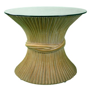Vintage McGuire Wheat Sheaf Side Table For Sale