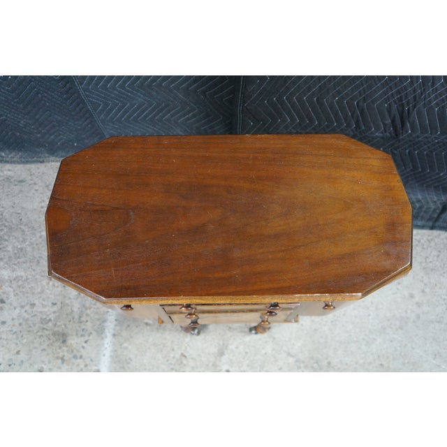 Antique Martha Washington Walnut Spool Sewing Cabinet Chest Side Table Stand For Sale - Image 16 of 18