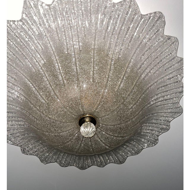 Italian Clear Murano Glass Graniglia Technique Flush Mount 1980s For Sale In Los Angeles - Image 6 of 9