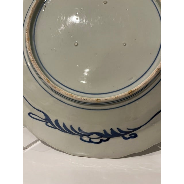 Antique Blue and White 17" Wide Fuyode Plate - Circa 1830 For Sale - Image 14 of 17