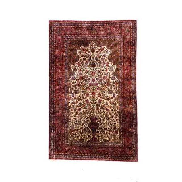 1920s Vintage Tree of Life Silk Kashan Rug For Sale - Image 9 of 9