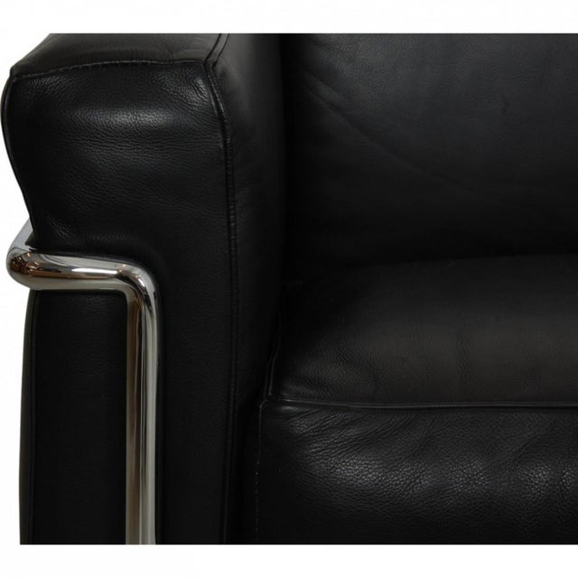LC2 Three-Seater Sofa in Black Leather from Le Corbusier For Sale - Image 11 of 18