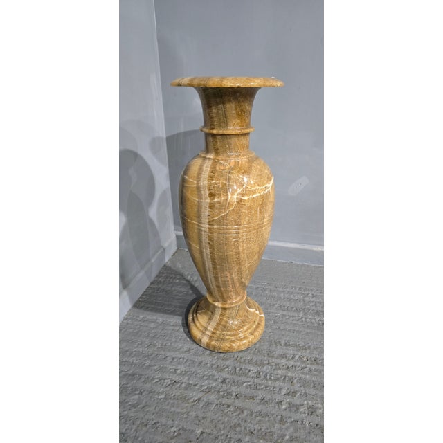 Huge Carved Alabaster Vase, 1930 For Sale - Image 9 of 10