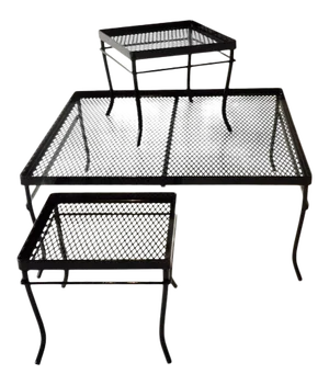 Gloss Black Square Woodard Coffee Table with Two Smaller Nesting Tables - Set of 3