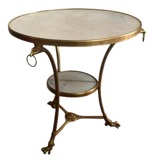 Antique French Gilt Bronze and White Marble Round Gueridon Table