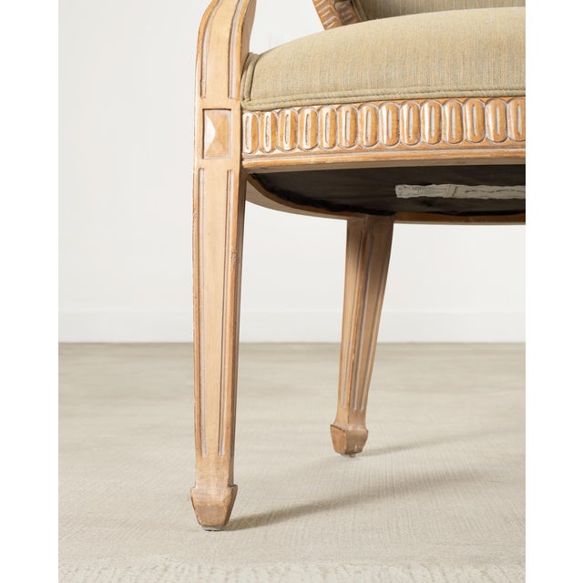 Khaki Set of Six Kreiss Louis XVI Style Cerused Oak Dining Armchairs For Sale - Image 8 of 18