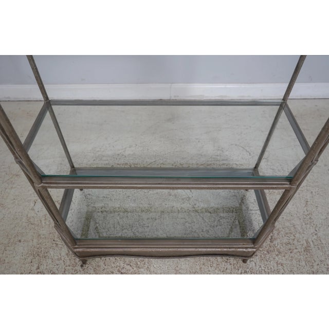 1990s Silver Finish Decorative Iron & Steel Curio Shelf For Sale - Image 5 of 11
