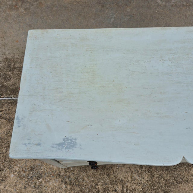 Circa Late 19th Century Gustavian Style Pale Aqua Painted 3 Drawer Dresser Chest Commode For Sale - Image 4 of 14