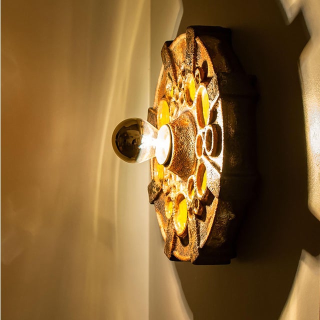 Brown Star Wall Lights from Kaiser Leuchten, Germany, 1970s For Sale - Image 8 of 15