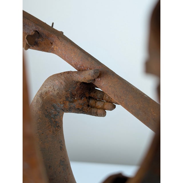 Spanish Renaissance Revival Forged Iron Angel Sculpture Playing Lute, 1920s For Sale - Image 4 of 18