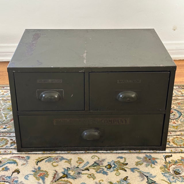 Mid-Century Modern Antique Office Storage Box for Paper Co in Dark Green For Sale - Image 3 of 9