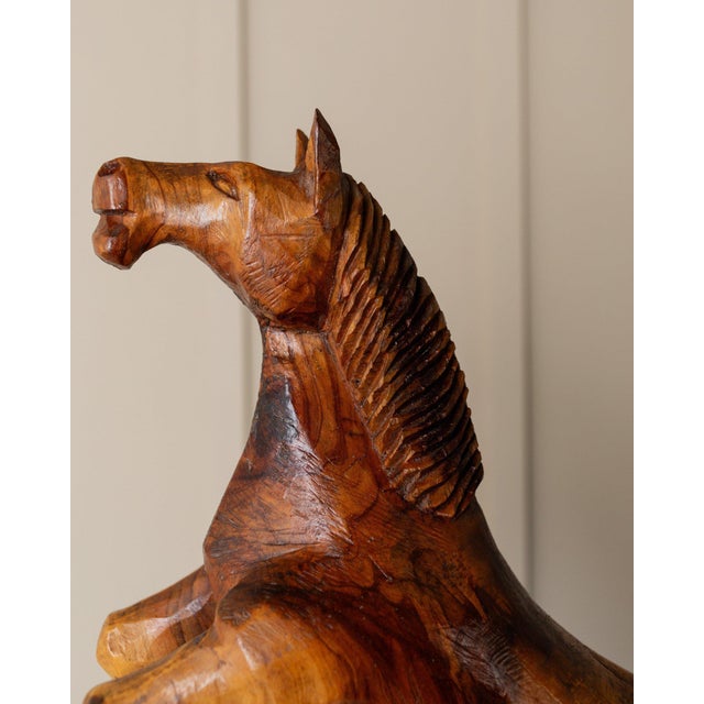 Wood Vintage Modern Wooden Horse Sculpture, 1960s For Sale - Image 7 of 11