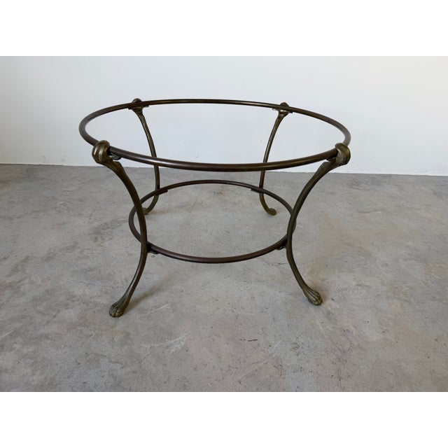 Metal Vintage Hollywood Regency Style Scalloped Brass Frame With Glass Top Coffee Table For Sale - Image 7 of 18