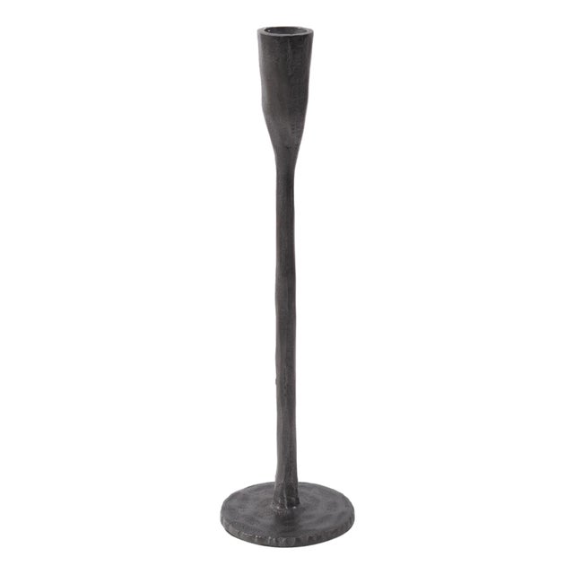 Asher Sculpted Cast Aluminum Candlestick in Ebony- Short For Sale