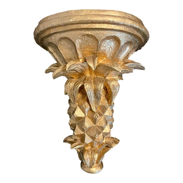 Vintage Pineapple Gilt Finish Gold Shelf Bracket For Sale