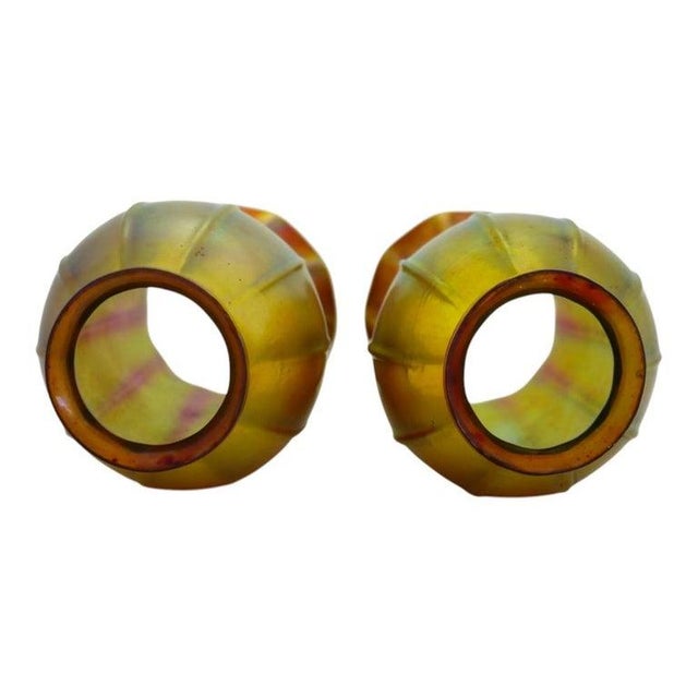 1920s Pair of Antique Steuben Gold Aurene Tulip Shaped Art Glass Shades C1920 For Sale - Image 5 of 7
