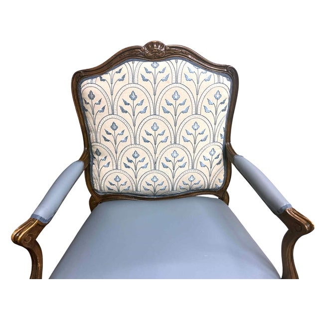 Splendid Schoonbeck of Grand Rapids Louis XV Oak Fauteuils, circa 1950s. I reupholstered them with New Leather and...