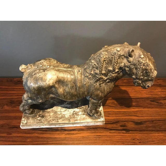 Tan Draft Horse Sculpture by Domien Ingels, 1930s For Sale - Image 8 of 16