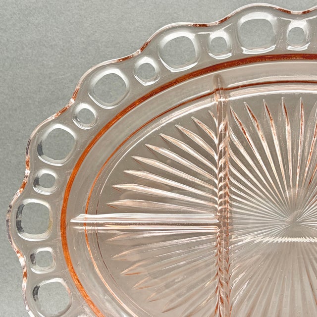 • This elegant five-part divided relish dish features the classic Old Colony pattern by Anchor Hocking, produced between...
