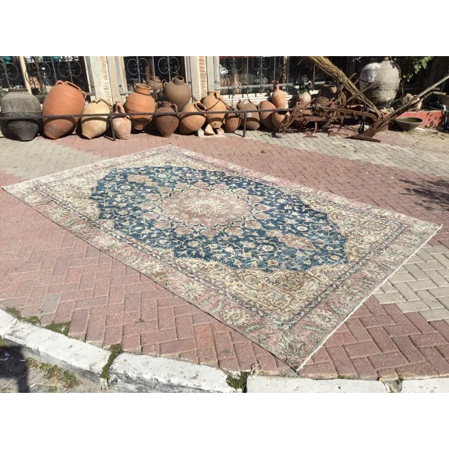 One of a kind hand made Oushak rug. This gorgeous hand knotted area rug is made in 1930's by anatolian tribes. Collectible...