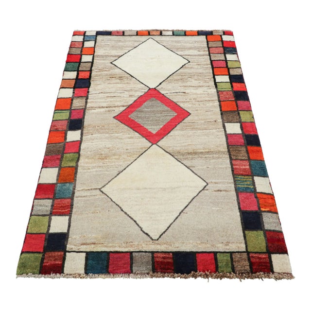 1950s Vintage Gabbeh Persian Runner With Multicolor Diamond Medallions - Rug & Kilim For Sale - Image 5 of 7