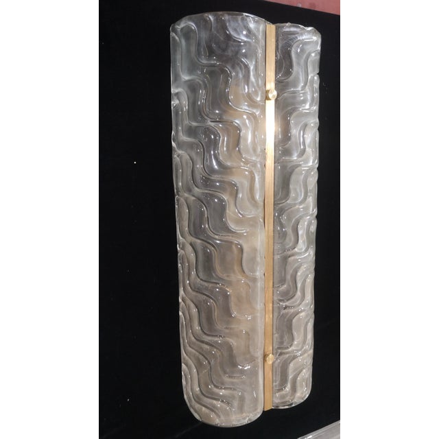Sandblasted Murano Glass and Brass Wall Sconce, 2000s For Sale - Image 9 of 9