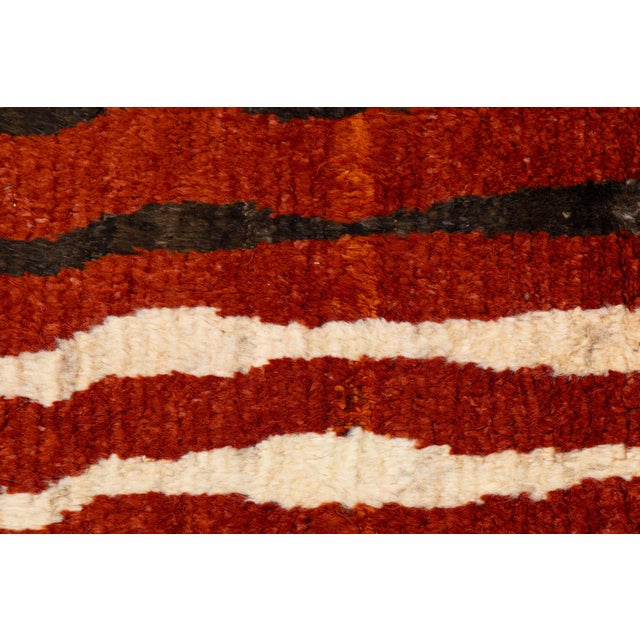 Textile 9x12 Modern Abstract Moroccan Style Wool Rug: Earthy Terracotta & Crimson For Sale - Image 7 of 11