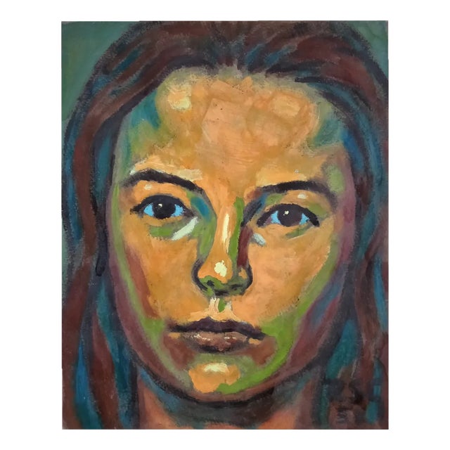 Gabino Rey Santiago, Portrait, 1958, Mixed Media on Paper For Sale