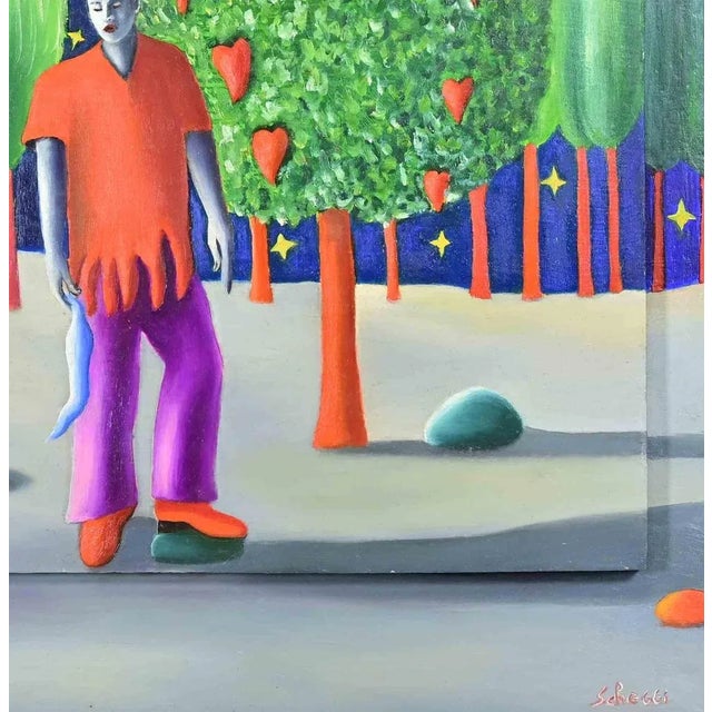 Contemporary Paolo Scheggi, The Young Opera Singer, Oil Painting, 1990s For Sale - Image 3 of 5