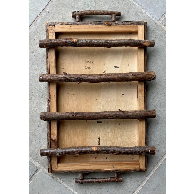 Circa 1980 Adirondack-Style Branch & Twig Checkerboard Design Folk Art Tray by Forest Time Products For Sale - Image 4 of 12