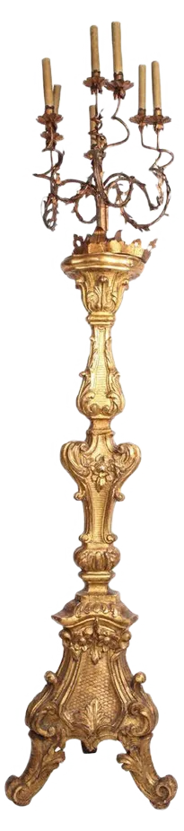 Early-18th Century Italian Giltwood Torchère or Floor Lamp, 1720