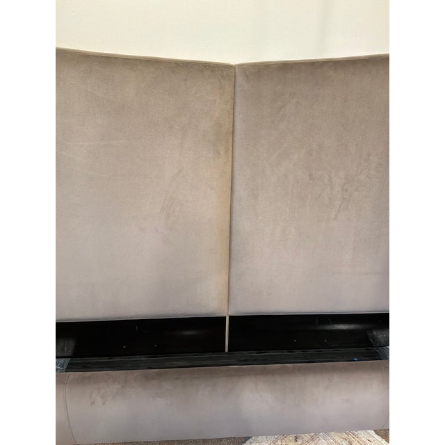 Caracole Modern Taupe Velvet Clio King Bed and Muse Nightstands Set of 3 For Sale - Image 9 of 10