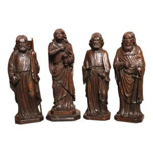 Circa 1800 Carved Oak Sculptures of the Apostles, James, John, Peter, and Paul