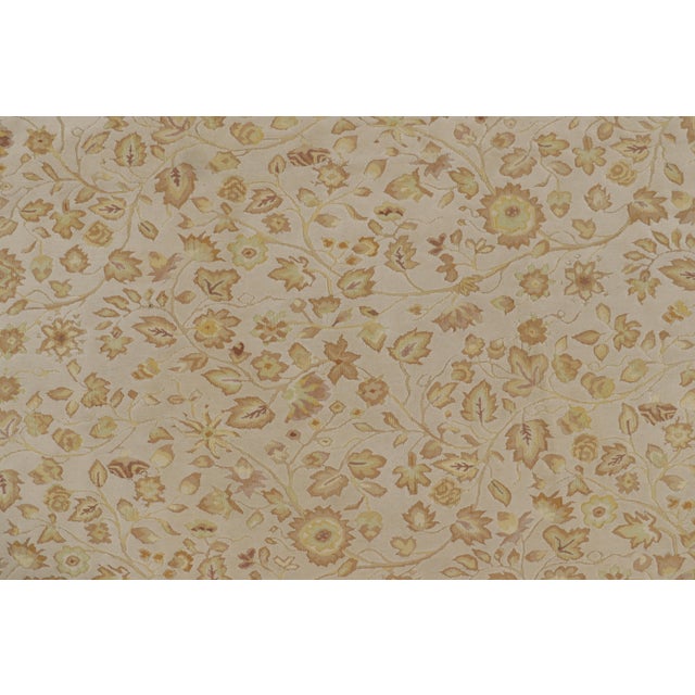 Rug & Kilim’s Tudor Style Rug in White With Beige-Brown Floral Patterns For Sale In New York - Image 6 of 8