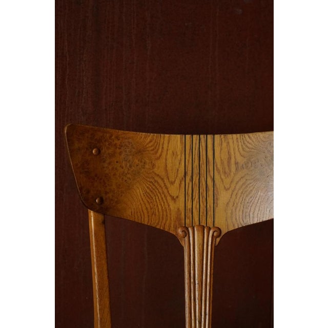 Early 20th Century Art Nouveau Danish Dining Chairs in Burl & Velvet, 1920s, Set of 4 For Sale - Image 9 of 18