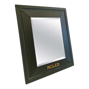 Original Vintage Rolex Swiss-Made Green Stitched Leather Display Mirror