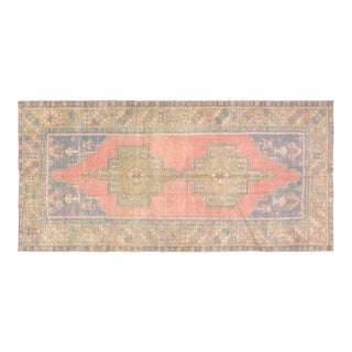 Vintage Turkish Anatolian Hand Knotted Wool Rug, 4'1x8'7 For Sale