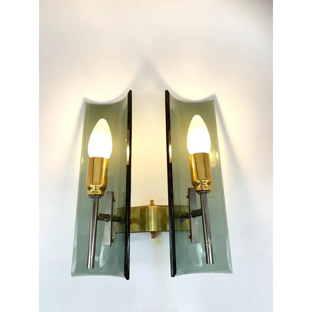 Vintage Smoked Glass Wall Lamps, Italy, 1960, Set of 2 For Sale - Image 6 of 8